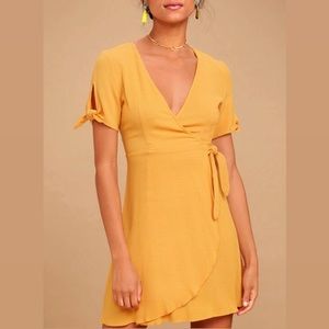 Golden Yellow Wrap Dress